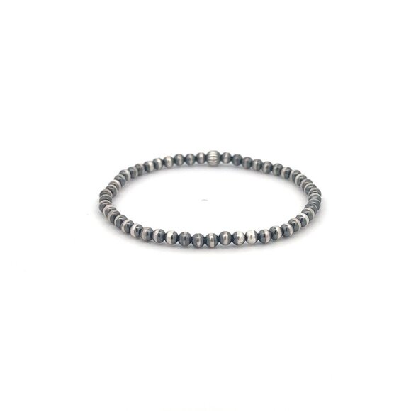 925 Sterling Silver Authentic Navajo Beads 3mm-4mm Stretch Bracelet Minimalist - Picture 8 of 9